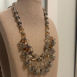 Talbots Gold and Silver Glass Statement Necklace